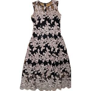 ANTHROPOLOGIE HITHERTO BHLDN Tonya Size 8 Lined Lace Dress Floral Black Rose